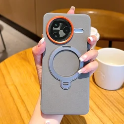 Durable Magnetic Wireless Charging Protective Case with Ring for Poco F7 Ultra (Gray)