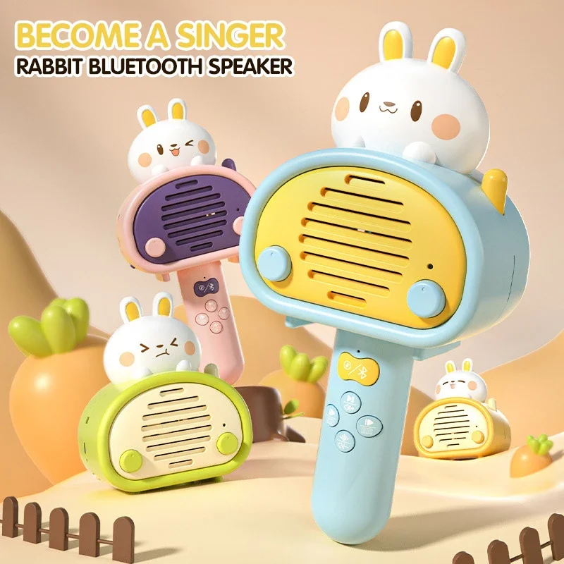 Handheld Microphone Speaker Music Player Rabbit Children's Karaoke Singing Machine Toy Speaker Player Party Sound Support Gift