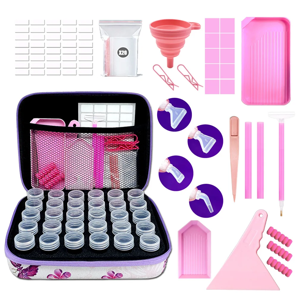 Butterfly Pattern Handbag Diamond Storage Box Lot Painting Accessories Stitch Daimond Wax Empty Tools Suitcase Daymond Art Pen diamond painting,diamond painting accessories,diamond painting pen,diamond painting accessory box