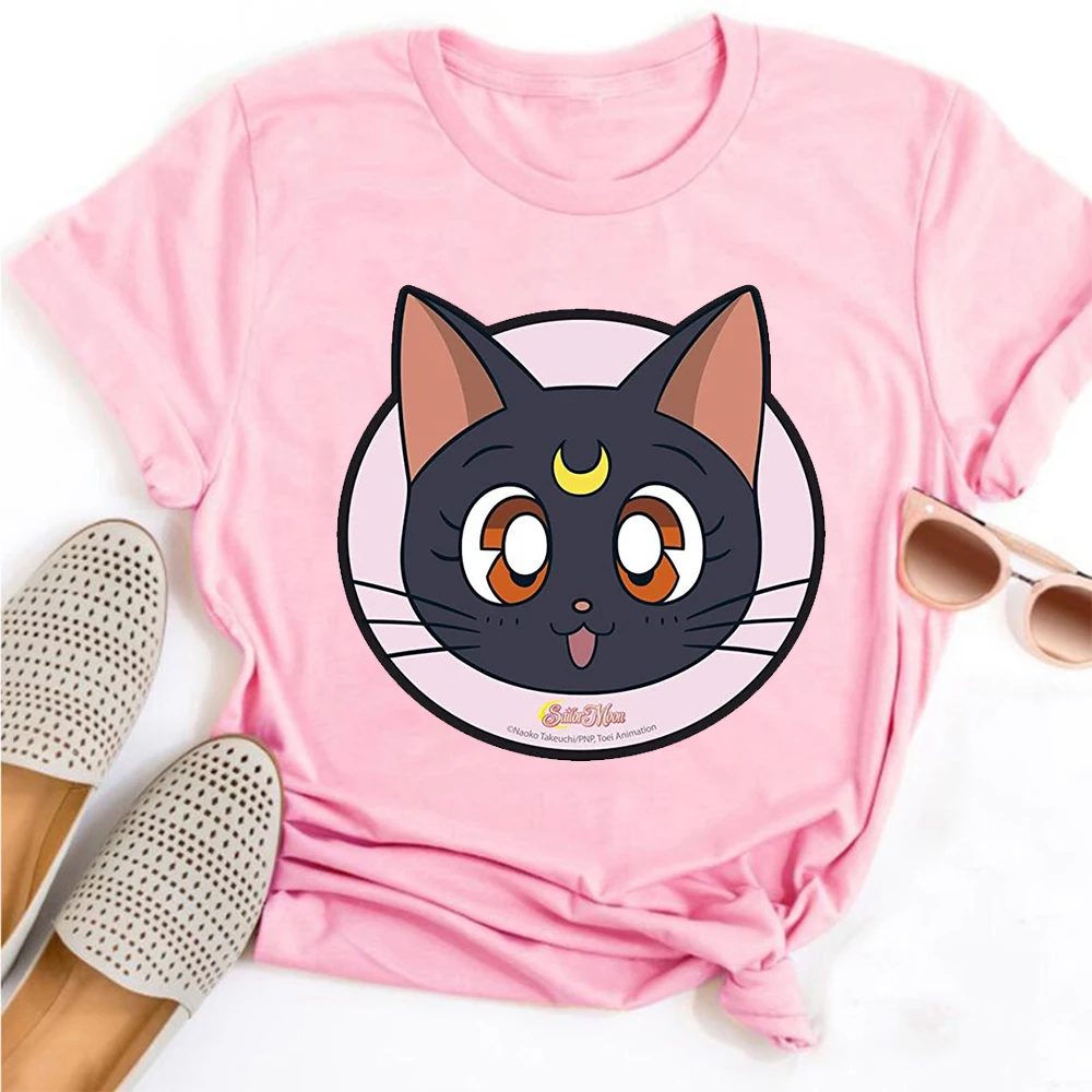 Sailor Moon Adult Dacron Tees Donna Anime Cartoon T-Shirt Summer Fashion Manica Corta Toppers Girocollo Casual Estetica Top
