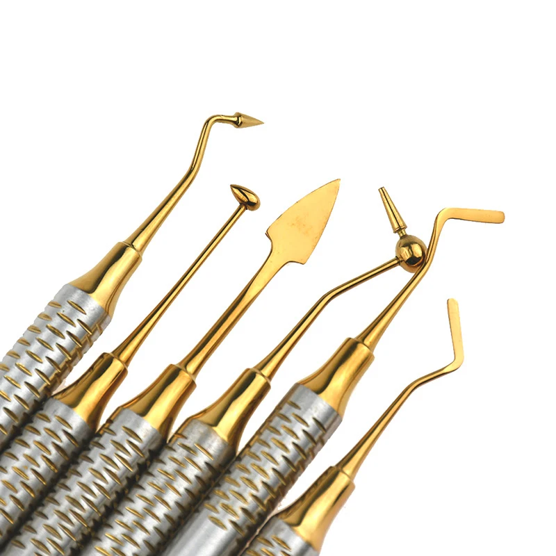 6PCS Dental Composite Resin Filling Set Spatula Thick Handle Titanium Plated Head Tool Filler Dentistry Instrument Materials Best Sellers In Beauty & Health