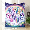 (Memo U Name) 6 Size Custom Name Blanket My Little Pony Print Suitable for Sofa, Bed, Travel,Office,Chair Car Camping for Gifts 3