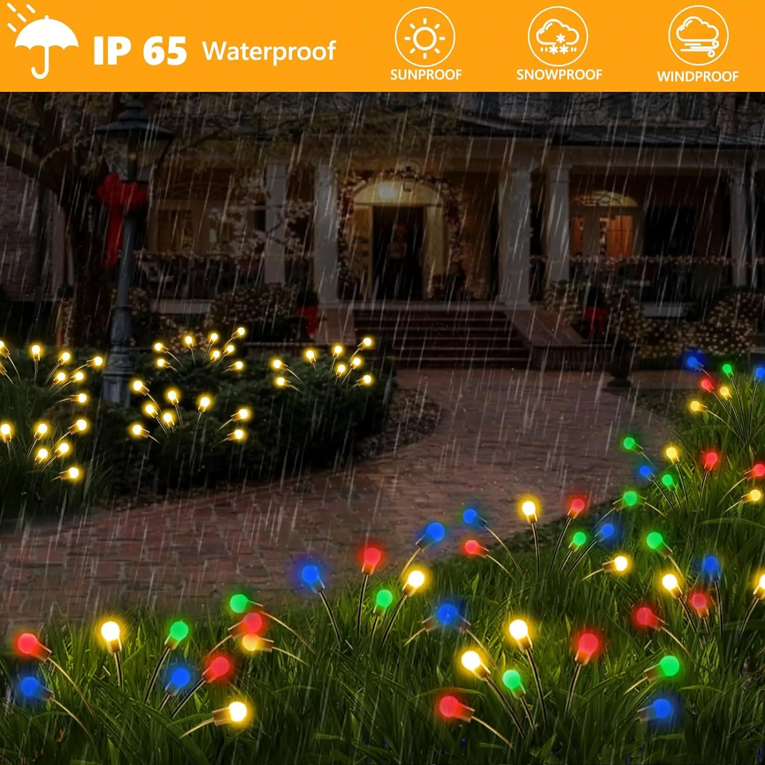 Solar Firefly Light RGB/Warm White Color 6LED Garden Lights Outdoor Sway by Wind Waterproof for Garden Pathway Decoration