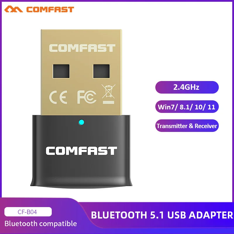 USB Wireless Bluetooth Dongle Comfast Mini BT5.1 Adapter For Windows 7/8.1/10/11