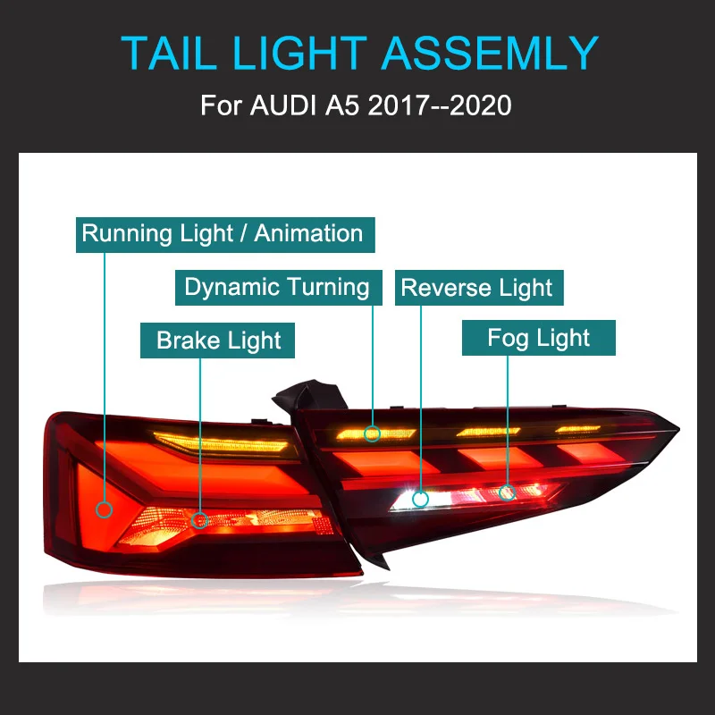 Taillight For Audi A5 Led Taillights 2017 2018 2019 2020 Tail Lamp Dynamic  Turning Signal Running Light Automotive Accessories - Car Headlight  Assembly - AliExpress