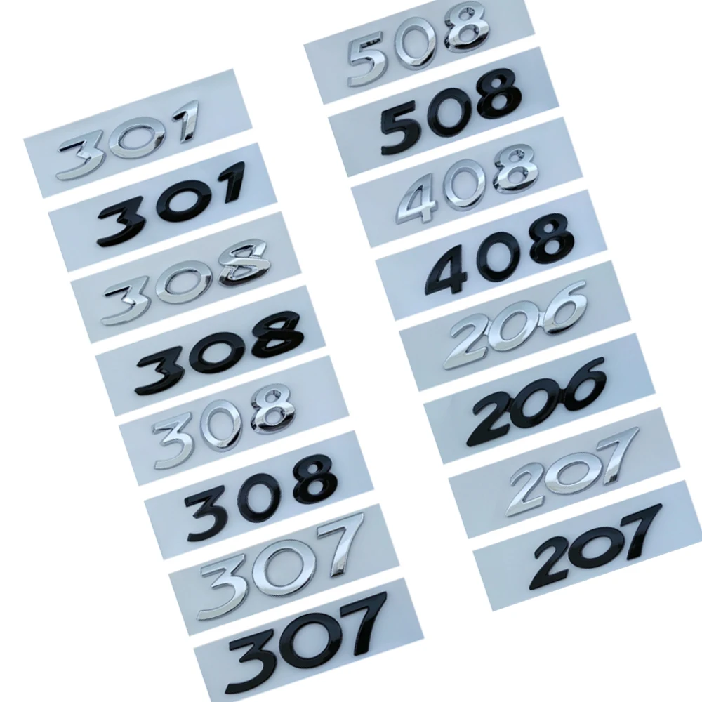 Cromato Auto Decorare Testo Bagagli Logo Badge Peugeot Logo Sticker Accessori Per Peugeot 206 207 301 307 308 408