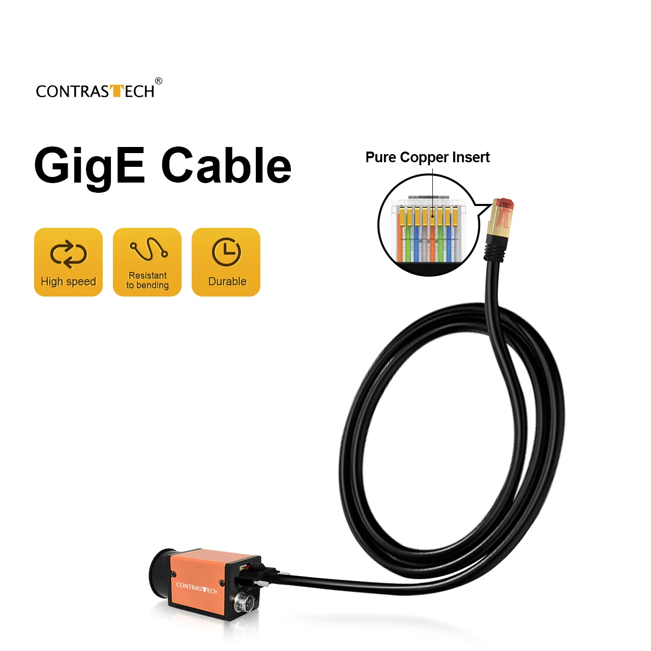 

Good quality RJ45 with locking stud 10M GigE Cables High Flexibility Camera Data Cable