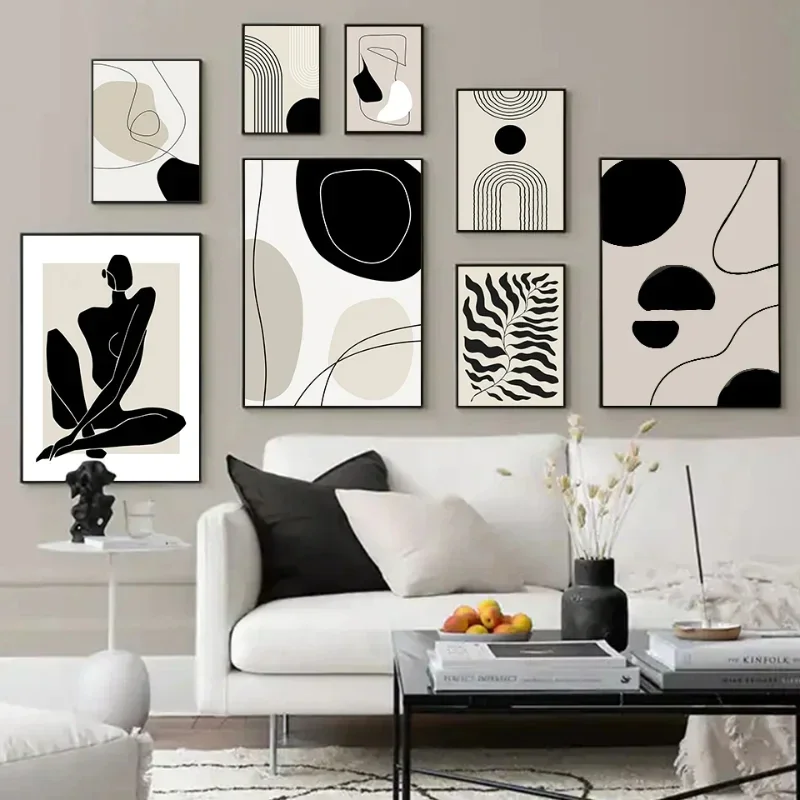 

Bohemia Line Poster Geometric Leaf Rainbow Decoration Painting Boho Abstract Canvas Painting Picture For Living Room Decor
