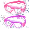 High-definition Children's Waterproof And Anti Fog Swimming Large Frame Glasses, Convenient Goggles Silicone Connected Earplugs 3