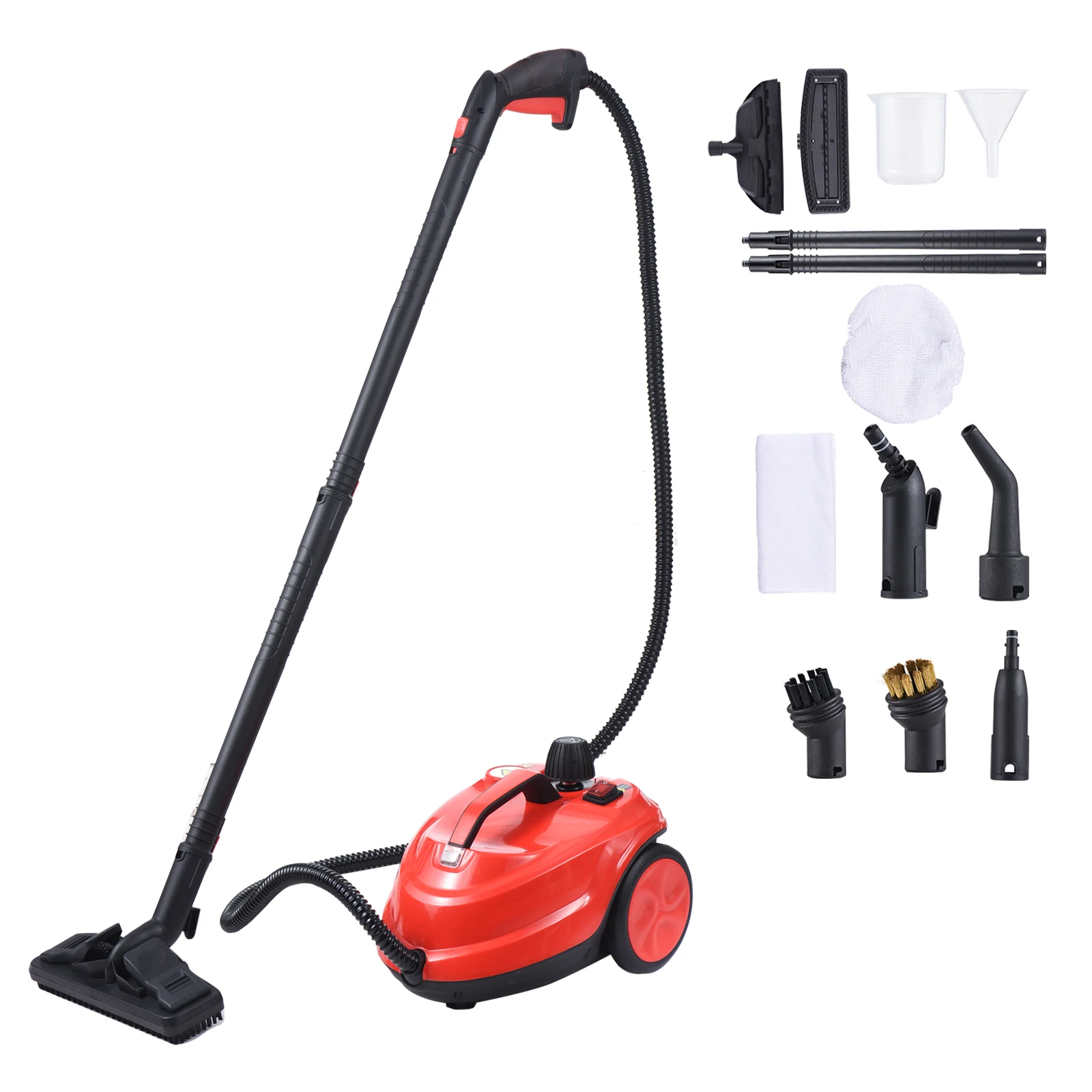 

2000W Steam Cleaner with 16 Accessories 1.8L Tank 5 Bar Pressure Deep Cleaning Rolling Steamer Cleaner for Windows Floors Cars
