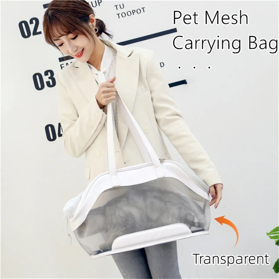 

Hanpanda Cat Outing Breathable Open Carrying Bag Large-capacity Transparent Mesh Colorful Laser Nylon Durable Pet Travel Handbag