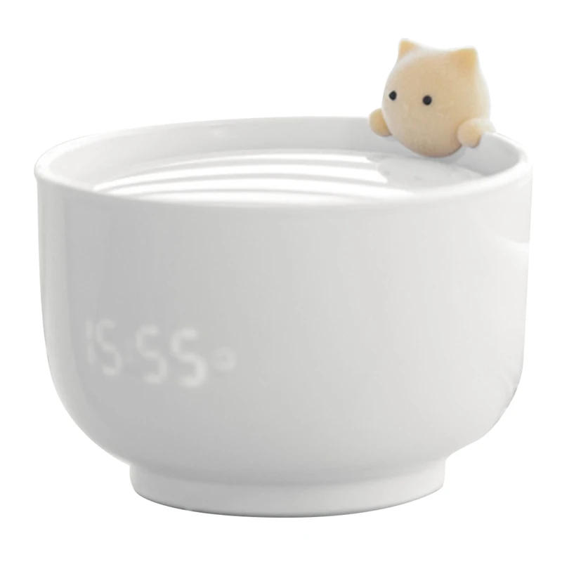 

LED Night Light Teacup Cat Lamp Press Sensor Nightlights With Alarm Clock USB Rechargeable Table Lamp For Kid