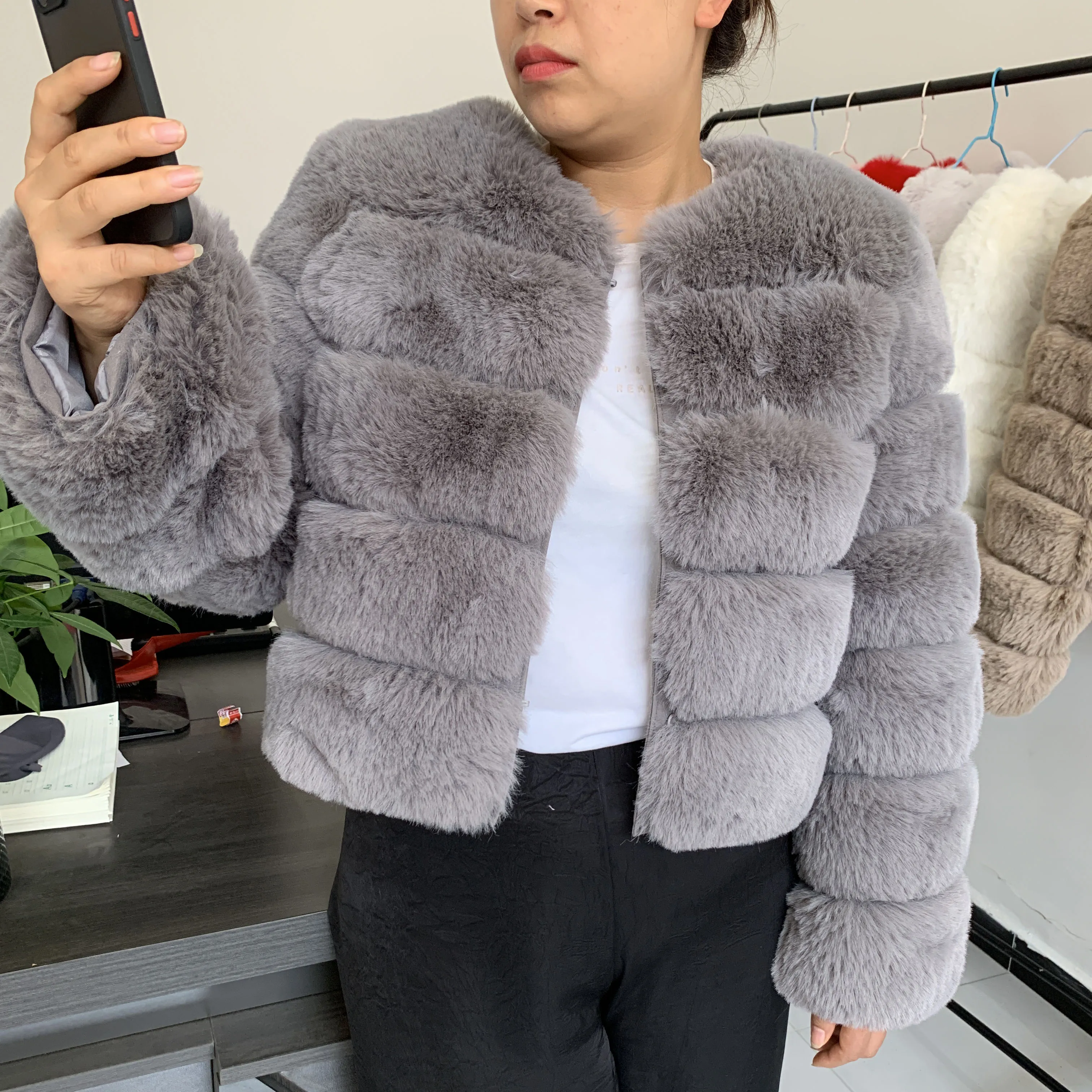 Women's Fashion faux fur coat super hot Autumn Winter women short