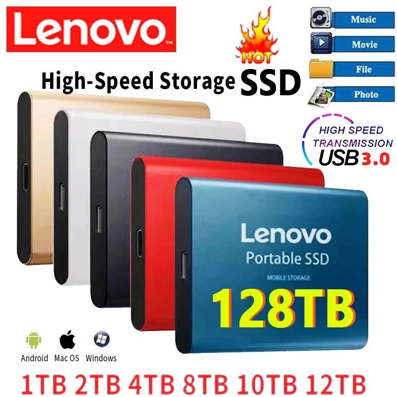 Hard Disk Lenovo 2025 500GB 2TB 4TB 8TB USB3.1 SSD 2.5 Inch Portable 16TB for Laptop PS4