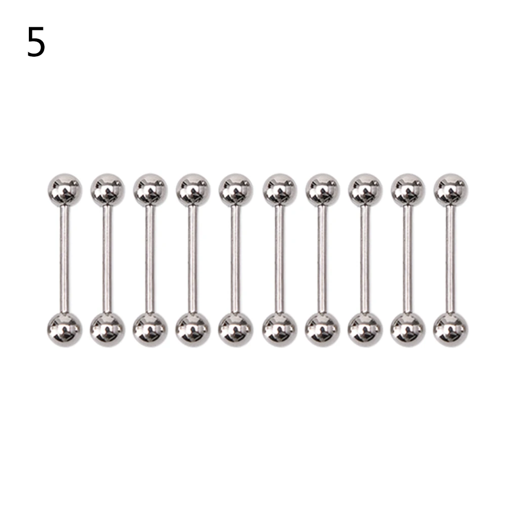 Stainless Steel Ball Tongue Navel Nipple Barbell Rings Bars Body Piercing 10PCS