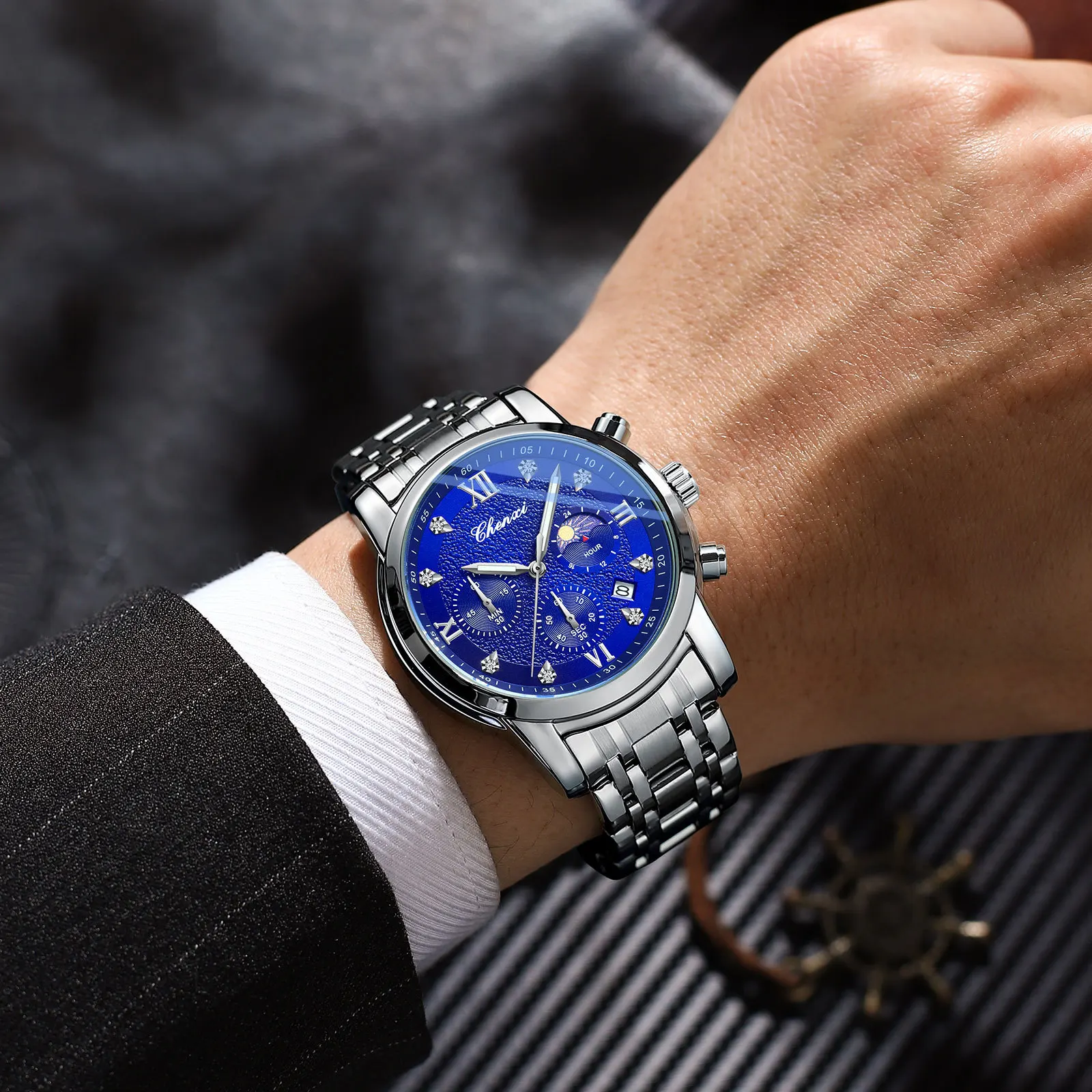 

CHENXI Fashion Men Watches Stainless Steel Calendar Quartz Wristwatch Classic Luxury Brand Waterproof Luminous Watch Male Clock