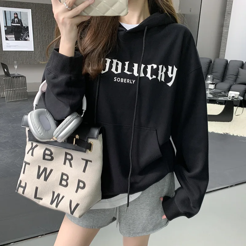 CGC 2023 Fashion Print Hoodies Women Autumn Winter Loose Pullovers Sweatshirts Warm Velvet Oversized Hoodie y2k Style Clothing
