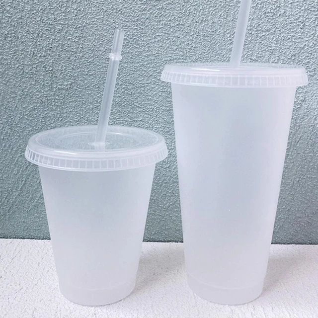 Straw Mugs With Lid With Straw 700ml Coffee Cups Clear Matte Mugs Drinkware  White Straw Cup Plastic Tumbler Reusable Cups - AliExpress