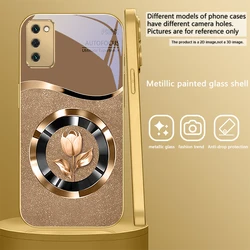 Golden Glass Phone Case with Exquisite Floral Design - Galaxy S20 FE (JS - SMJ32511021)