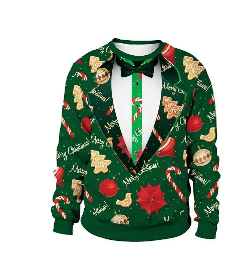 thumbnail image 1 of Suéter feo de Navidad 2024 para regalar, elfo de Papá Noel, divertido suéter de reno de Navidad para hombre, ropa de pareja para vacaciones, 1 of 5