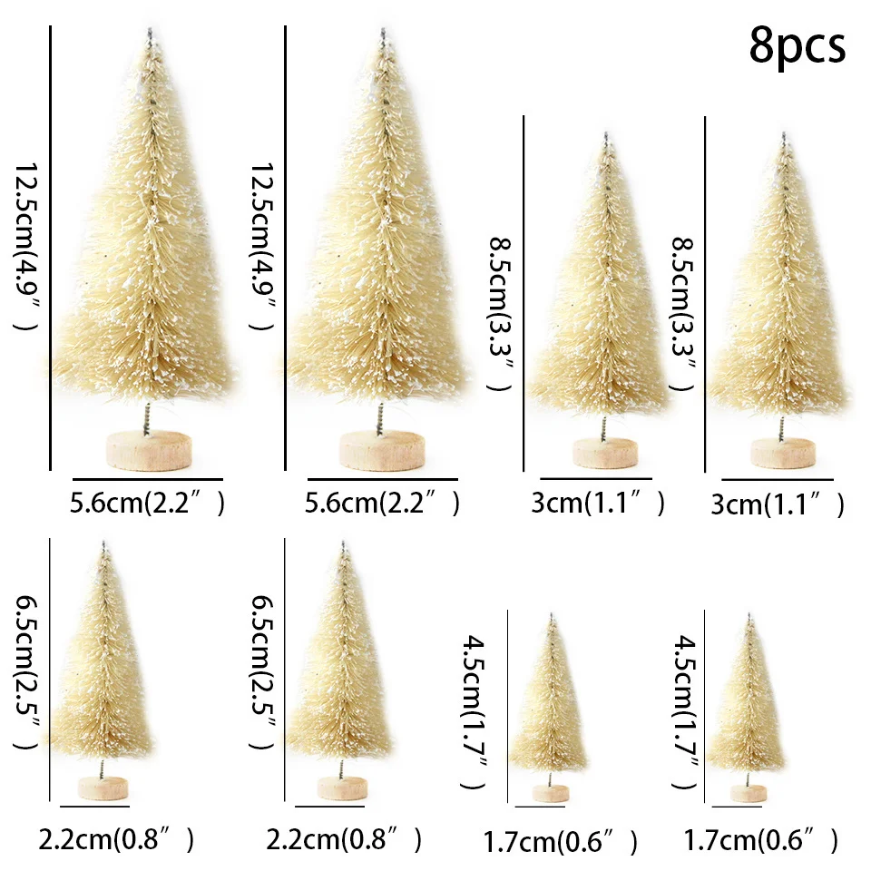 8Pcs/set Mini Christmas Pine Tree Multi Size Colorful Trees Xmas Home Desktop Ornaments Noel Party Table Decorations Supply christmas tree ornaments mini christmas tree