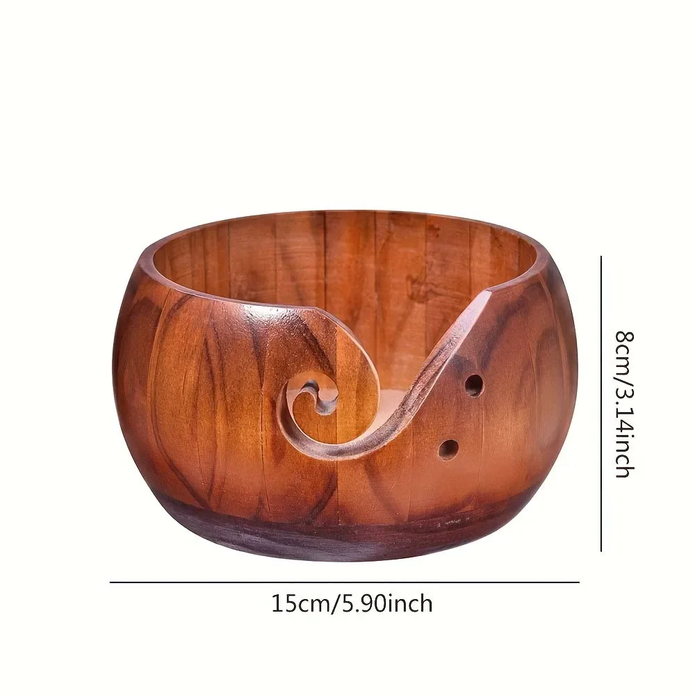 1pc Wooden Wool Bowl Textile Wool Storage Bowl Round Wooden Organizer Knitted Crochet Storage Handmad Needlework sewing storage box