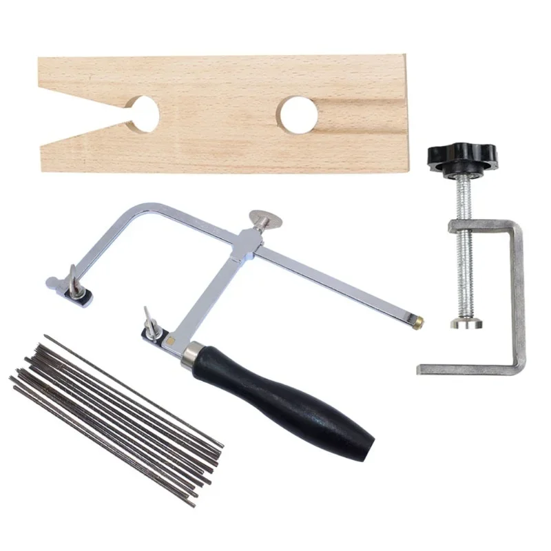 Professional Jeweler's Saw Set Jewelry Tools Frame Wooden Pin Clamp Wood Metal