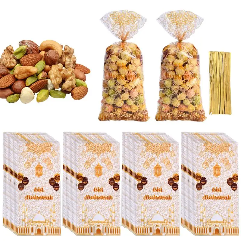 

Ramadan Mubarak Bags 100pcs Cellophane Candy Bag Eid Distribution Bags Eid favour goody Bags Islamic Muslim Party Supplies