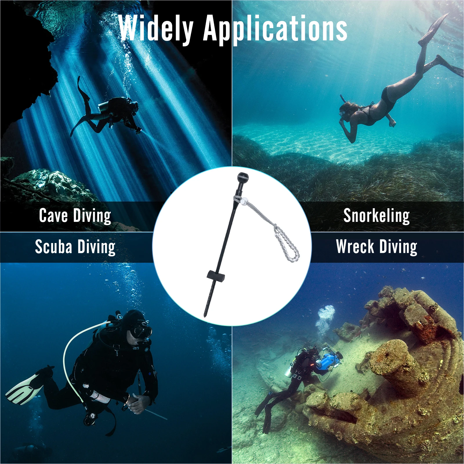 Multi purpose Diving Probe Indicator Rod Underwater Pointer Stick Lobster Stick Diving Light/Gopro Waterproof Shell Bracket