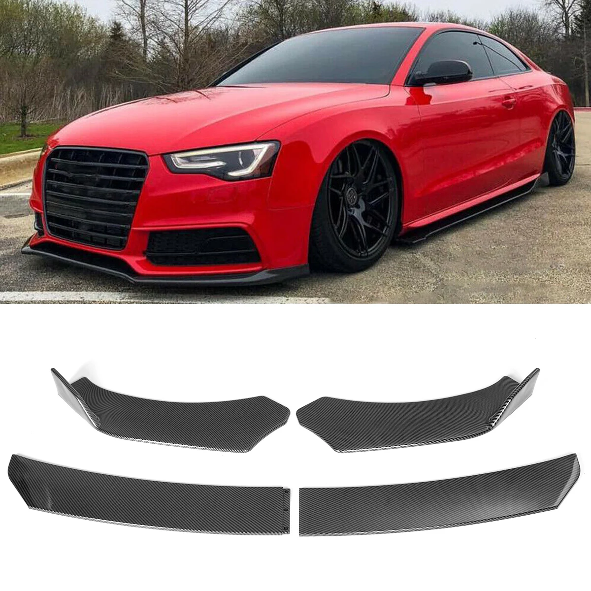 4 Pz Paraurti Anteriore Spoiler Laterale Splitter Mento Body Kit Per Audi A3 A4 A5 A7 A8 B7 B8 Q7 Rs5 Rs6 Rs7 S3 Tt Accessori Per Auto