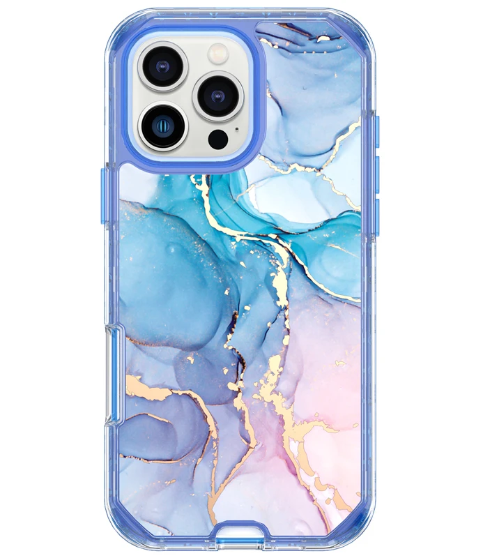 Electroplated 3-in-1 IMD Striped Hard Silicone Case