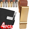 Creative Stainless Steel Practical Leather Metal Pen Holder Clip Journal Notebook Paper Folder Portable Pencil Clamps Stationary 1