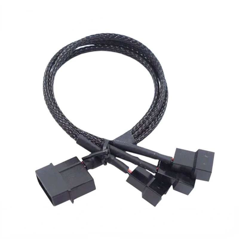 12V 27cm 4pin IDE Molex To 4-Port 3Pin/4Pin Cooler Cooling Fan Splitter Power Cable for Computer Fan Cable Splitter Power Cable 4pin ide molex to 3 ata sata power splitter extension cable connectors