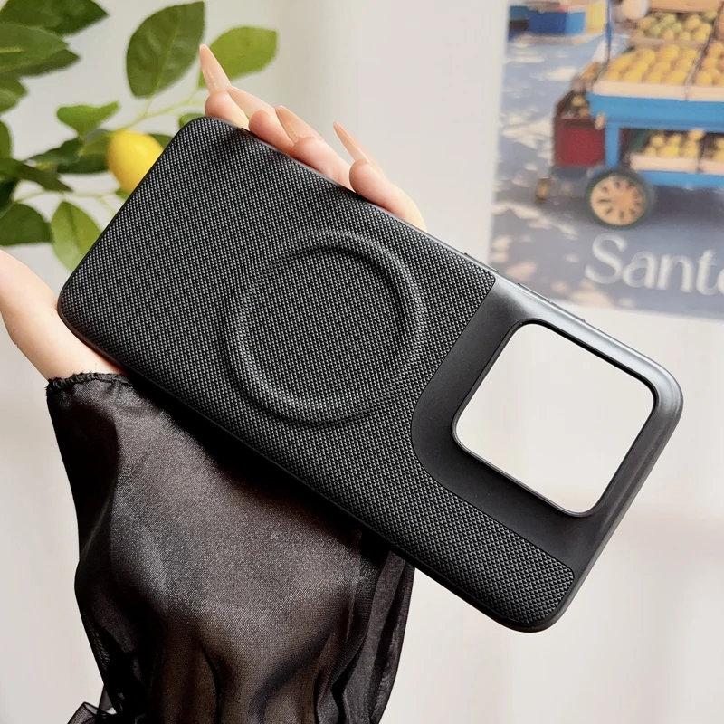 Magnetic Soft TPU + Diamond Pattern PU Leather Anti-Fingerprint Case
