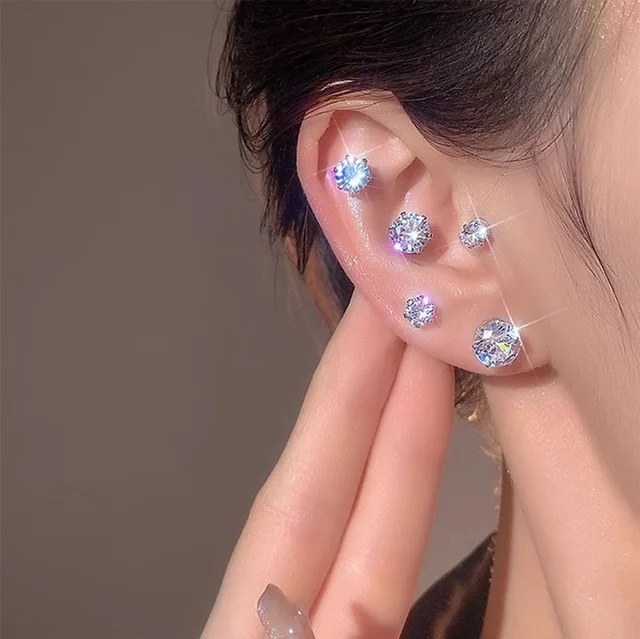 2020 Crystal Magnetic Stud Earring Fake Magnet Nose Ear Lip Stud Non  Piercing Tragus Nose Stud