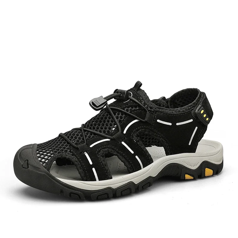 

Summer Men Sandals Genuine Leather Mens Casual Shoes 2024 Outdoor Leather Sandals for Men Beach Shoes Roman Shoes Plus Size 46