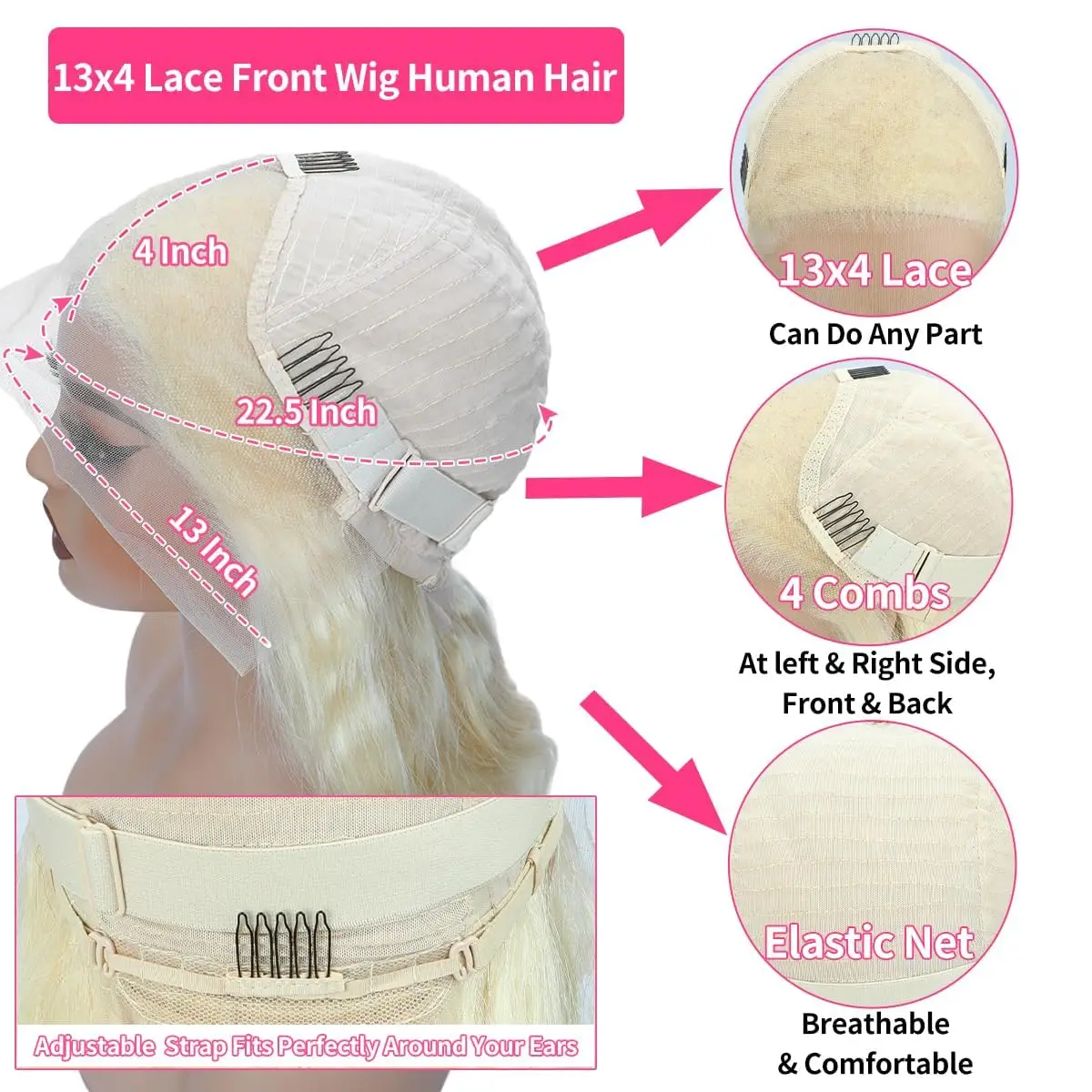 40 Inch 613 Lace Front Wig Human Hair 13X4 Blonde Straight HD Transparent Lace Frontal Wigs Human Hair 250% Density Human Hair 4