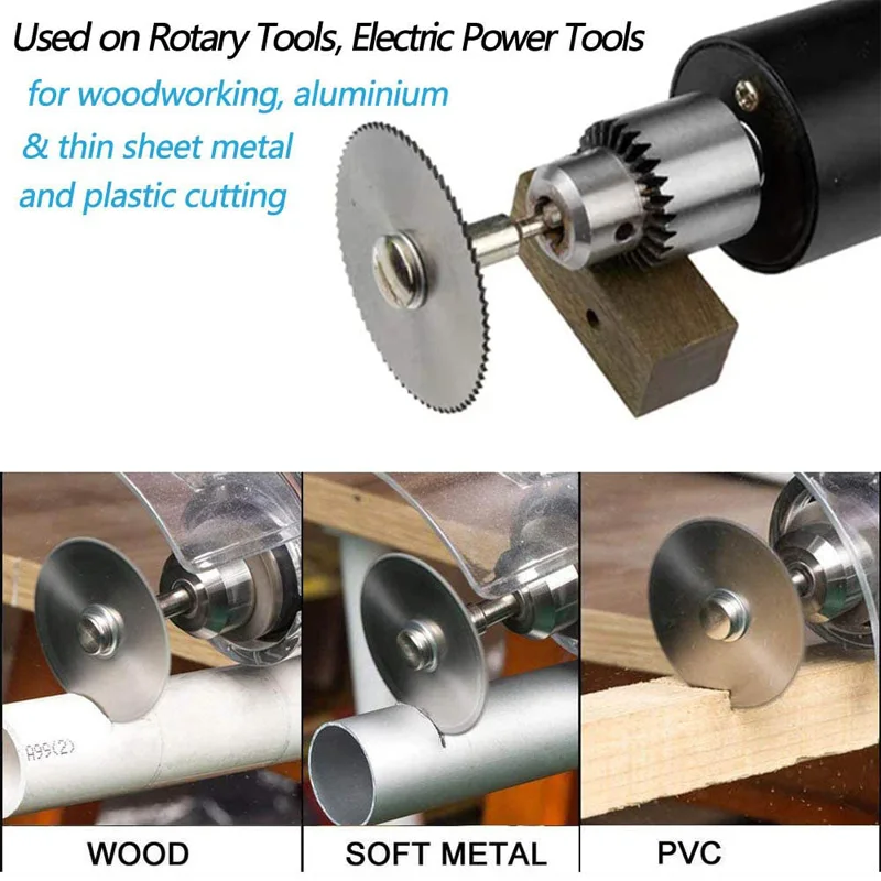 Circular Saw Blade 6Pcs/set 1/8" HSS High Speed Steel Circular Saw Blades For Dremel Rotary Tool W/ Shank Hss Cutting Disc Wood Plastic Aluminum circular saw blade