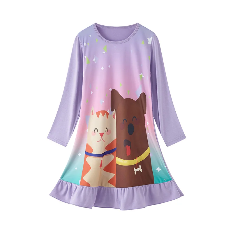 Autumn and Winter Children's and Girls' Nightwear Cute Fun Cartoon Printed Pajamas 3-8T Long Sleeved Children Clothes kids nightgowns girls nightgowns