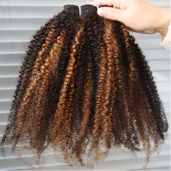 Evidenziare 1B 30 Biondo Miele 100% Capelli Umani Reali 4C Fasci di Trama All'ingrosso Tessitura Dei Capelli Indiani Vergini di Remy per Le Donne Nere