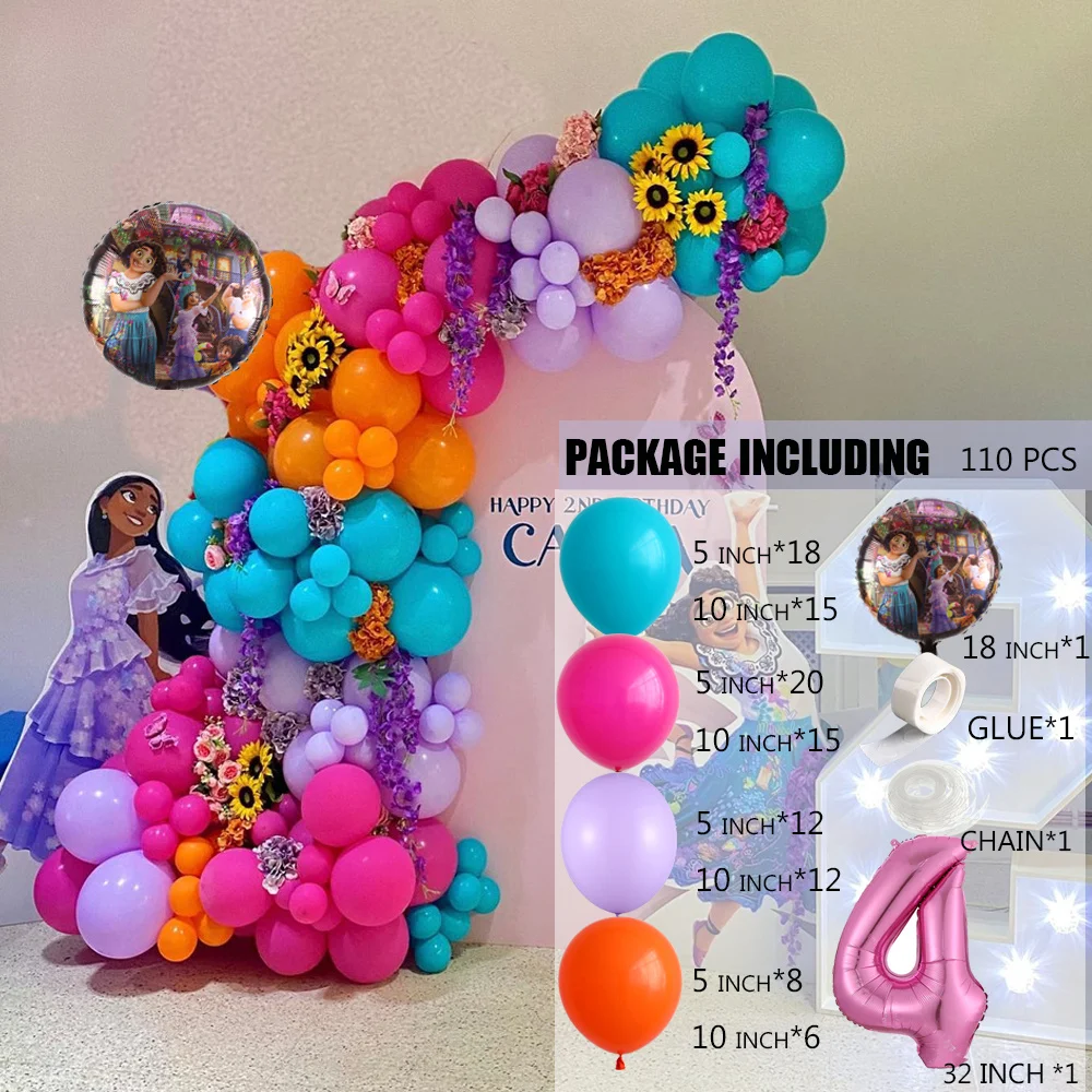 Ballons en arc thème Disney Encanto mirabo, 145 pièces, Kit de guirlande  pour enfants, décoration de