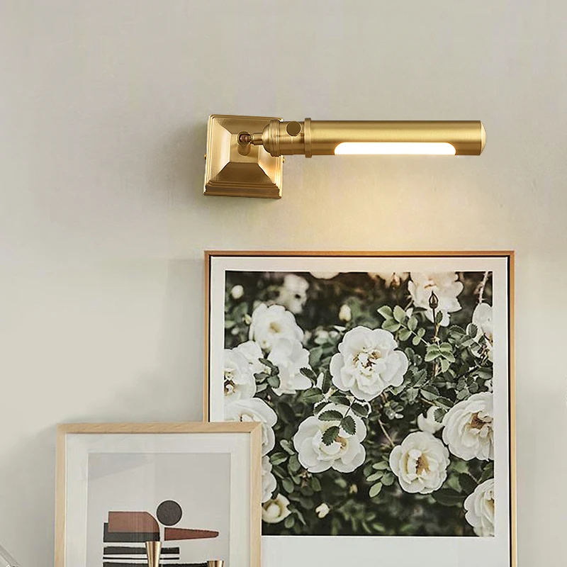 Modern simple small wall lamp， multi angle lighting，Brass bedside wall light，Acrylic lampshade Uniform light transmission