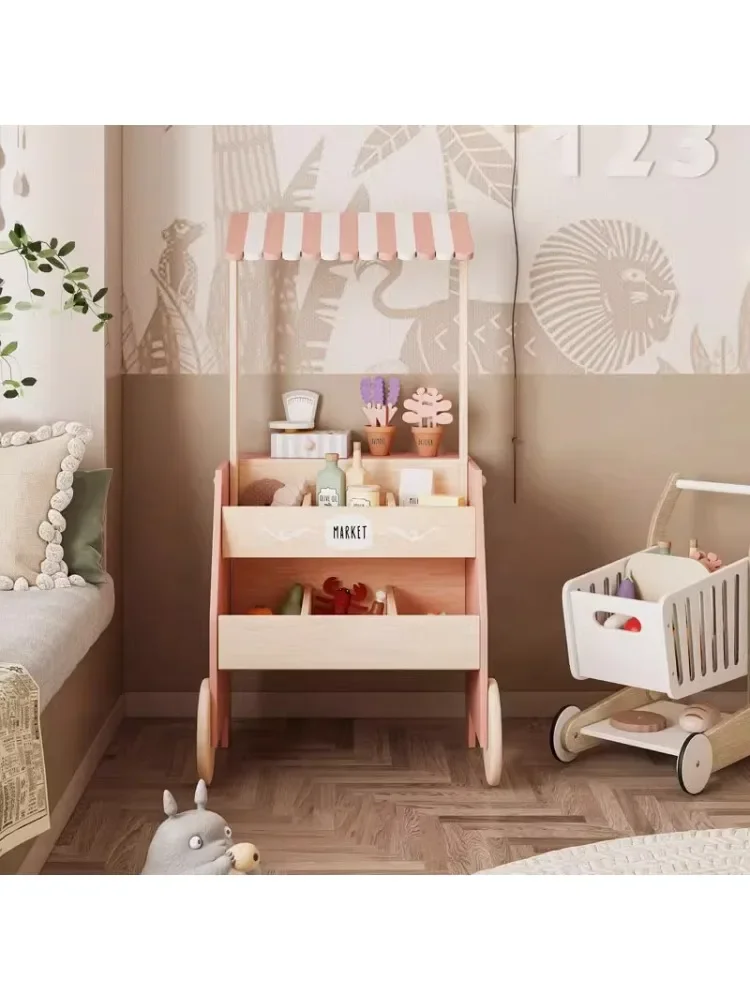Bookshelf Playing House All Solid Wood Children's Picture Book Shelf Toy Bookshelf Painting commissary Display Shelf