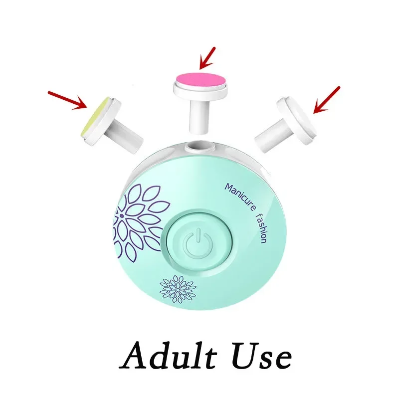 Baby Nail Care Trimmer Electric Kids Nail Pedicure Clippers Cutter Infant Polisher Scissors 6pcs Grinding Head For Newborn 6