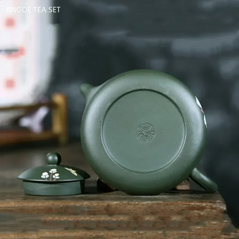 Chinese Yixing Purple Clay Tea Kettle Handmade Beauty Xishi Pot Raw Ore Green Mud Ball Hole Filter Teaware Zisha Tea Accessories