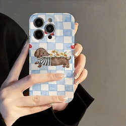 Charming Dachshund Litchi Leather Phone Case with Precise Cutouts - iPhone 13 Mini (Z1)