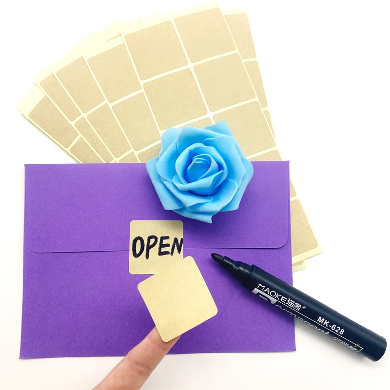New Square Design Kraft Blank Sealing Sticker For Handmade Products DIY Note Gift Self-adhesive Packaging Label 100 Pcs/lot,self adhesive stickers,roll packaging stickers,packaging stickers,kraft paper stickers