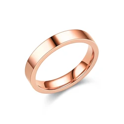 Stainless Steel Glossy Flat Couples Rings - Rose Gold & Silver Plated Finger Jewelry - 8 (Rose Gold Plated)