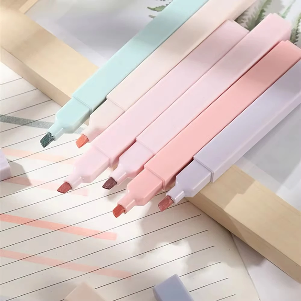 Highlighter Marker Pastel Color Kawaii Stationery School Supplies Student 6pcs/set highlighter marker,highlighter pen,marker pen,art marker