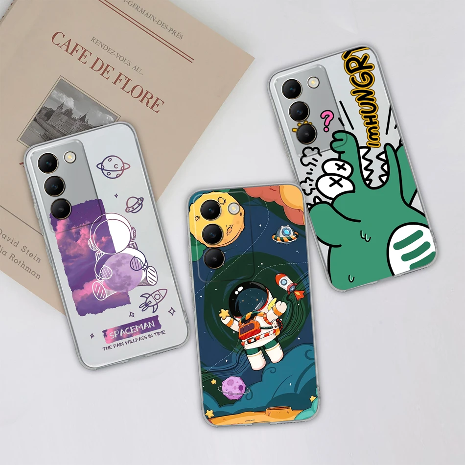 Floral Painted Transparent Shockproof Soft TPU Silicone Phone Case